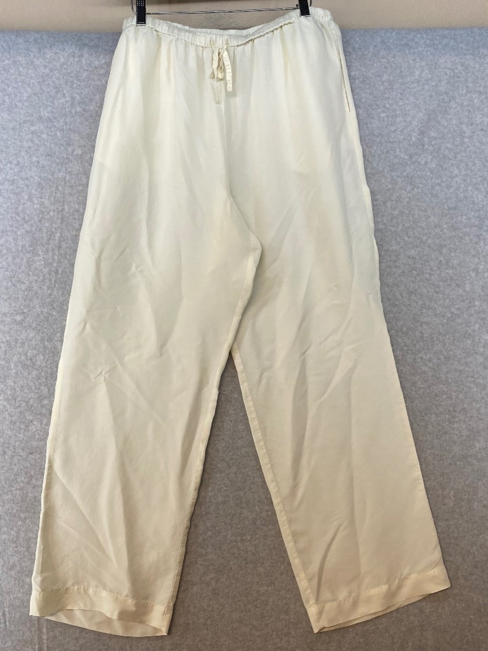 Soft Surroundings Size L Fluid 100% Silk Pants Pull On Drawstring Waist Ivory